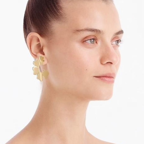 J.Crew Gold Blossom Drop Hoop Earrings - Picture 7 of 7